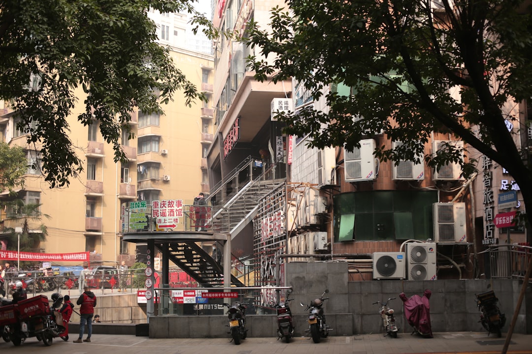 City street scene with buildings and people